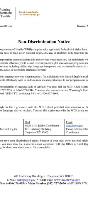 1557-WDH Non-Discrimination Notice & Translation Taglines Insert