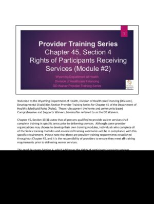 Provider Training Series Module #2 – PDF