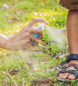 bug spray on child’s feet