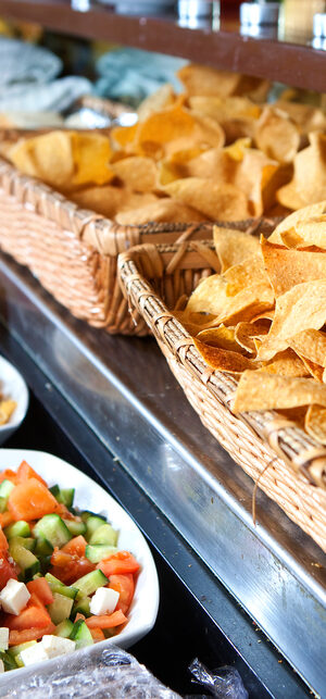 chips and other food in buffet