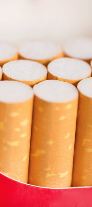 close up on cigarette carton