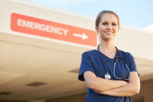 emergency nurse outdoors