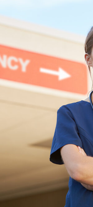 emergency nurse outdoors