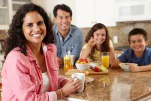 family eating together at a table
