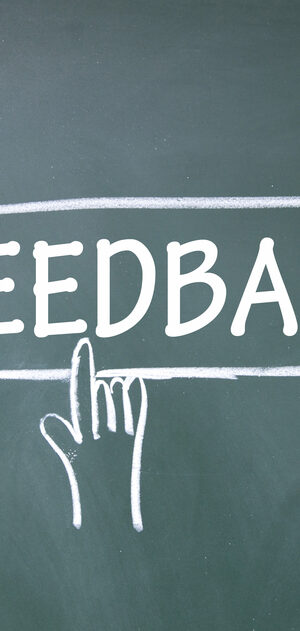 feedback word on green chalkboard