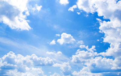 fluffy clouds in sky