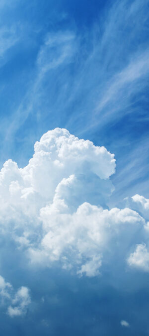 fluffy sky and blue clouds