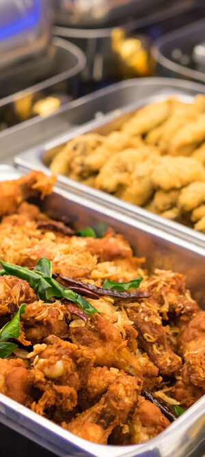 food in a buffet