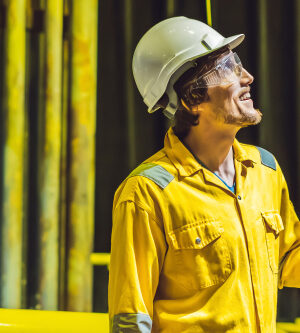 guy at work with pipes in background