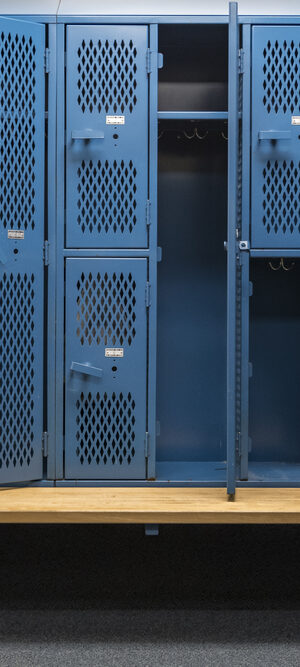 locker room with bench