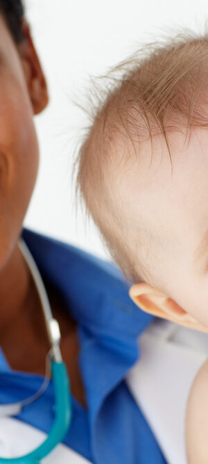 medical person with baby