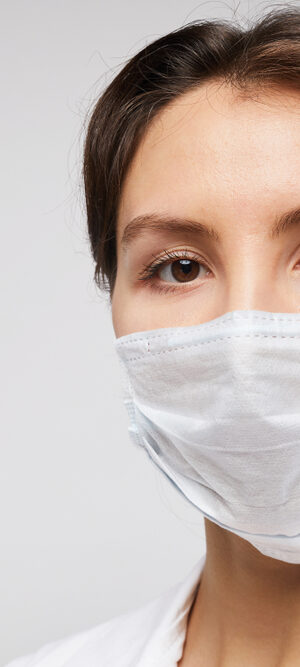 medical person with white mask