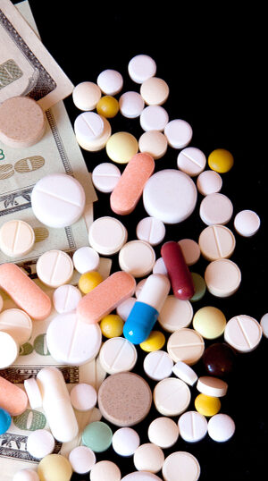 medication arranged with money