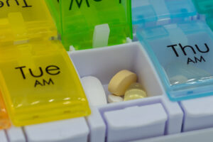 medication inside pill organizer
