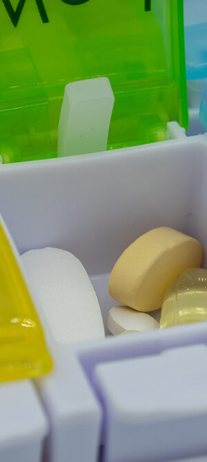 medication inside pill organizer