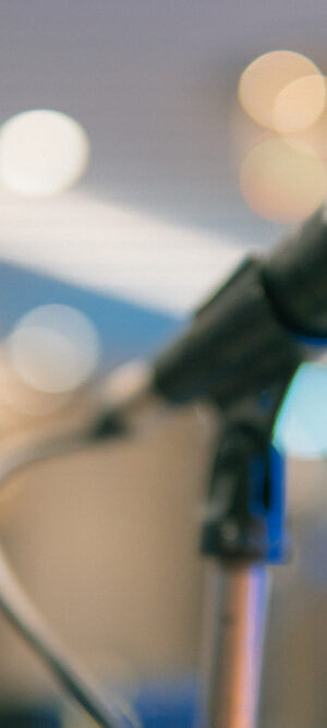 microphone in blurry meeting room