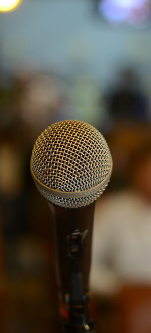 microphone in dark meeting room