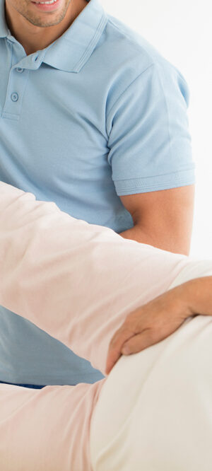 physical therapy worker and patient