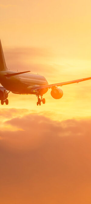 plane flying in sunny sky