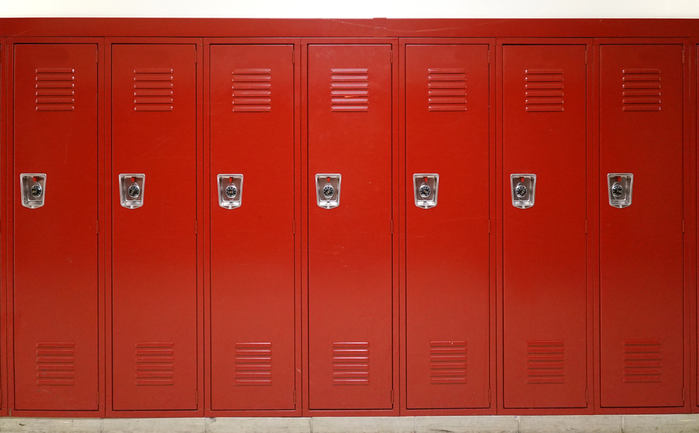 red school lockers