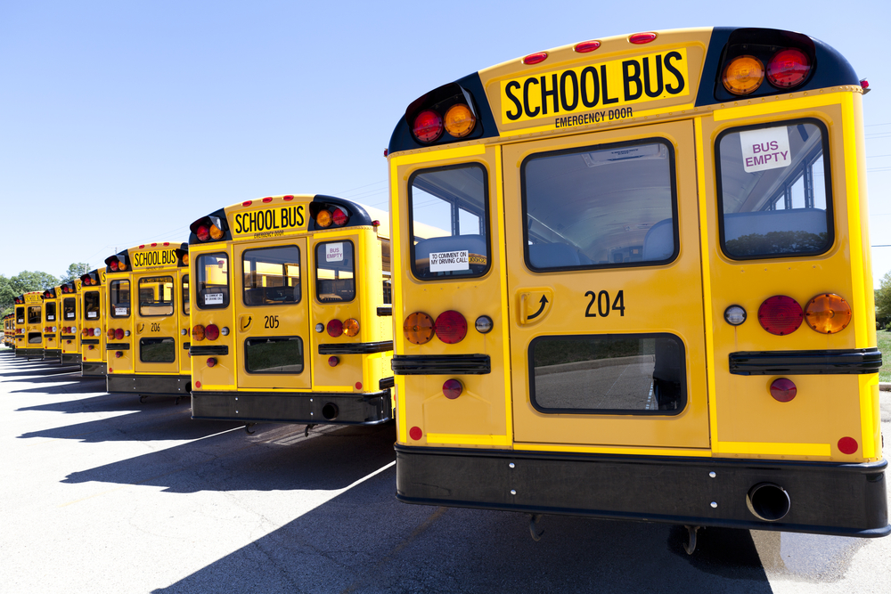 row of school buses Wyoming Department of Health