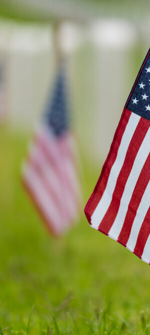 small flag in cemetery