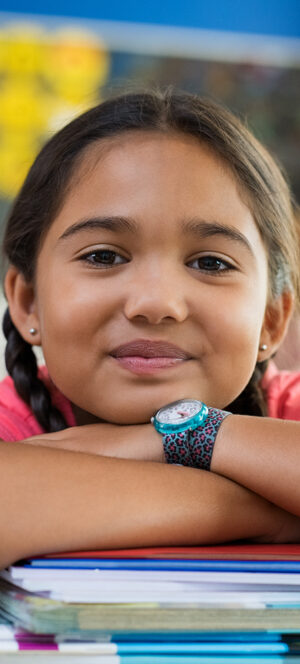 smiling girl in classroom