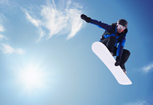 snowboarder with blue sky