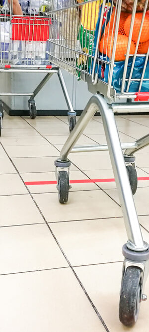 spacing carts at grocery store