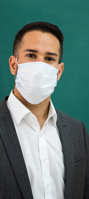 teacher with face covering