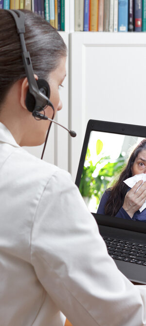 telehealth session with laptop