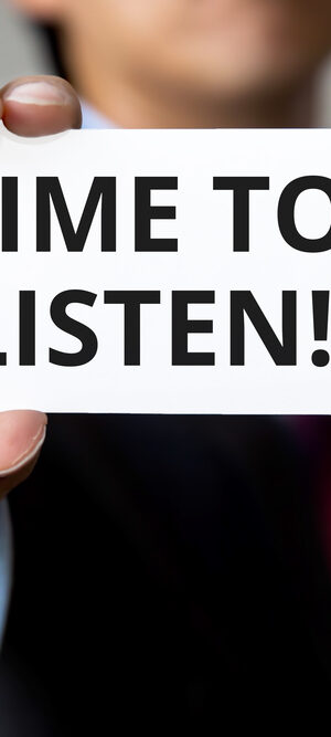 time to listen words on card