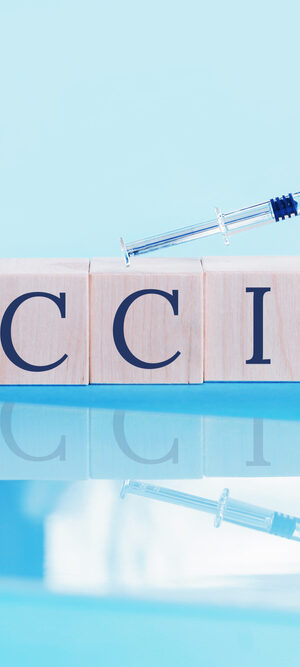 vaccine word on wood blocks