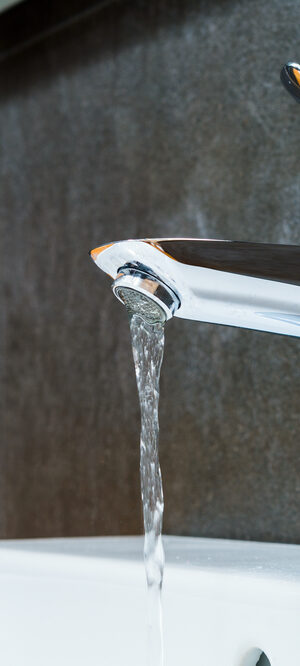 water coming out of faucet