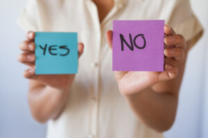 yes and no on sticky notes
