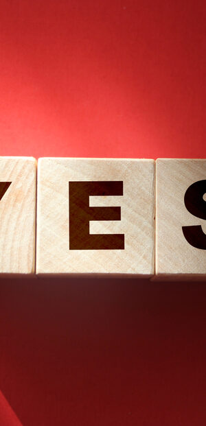 yes word on wood blocks