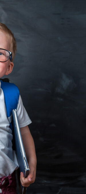 young boy ready for school