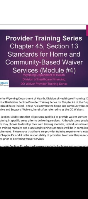 Provider Training Series Module #4