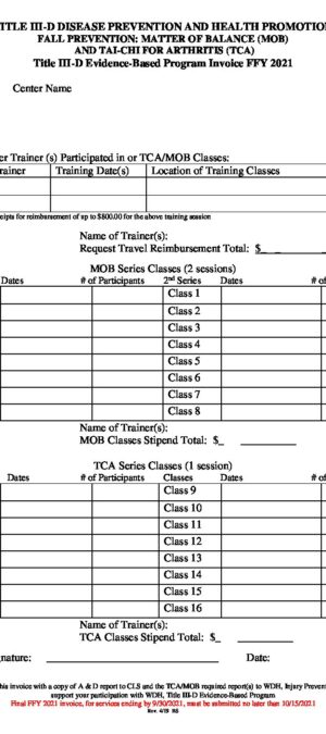 Title III-D Reimbursement Form FFY 2021