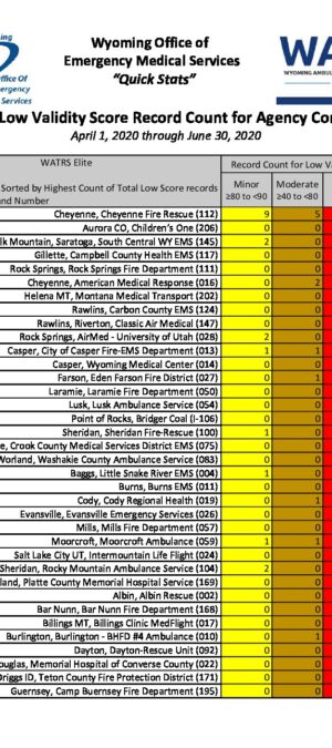 Agency Low Validity Report 4-1-2020 to 6-30-2020