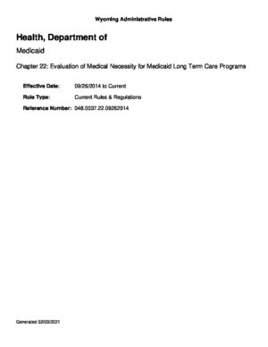 Chapter 22 – Evaluation of Medical Necessity for Medicaid Long Term Care Programs – Effective 09.26.2014