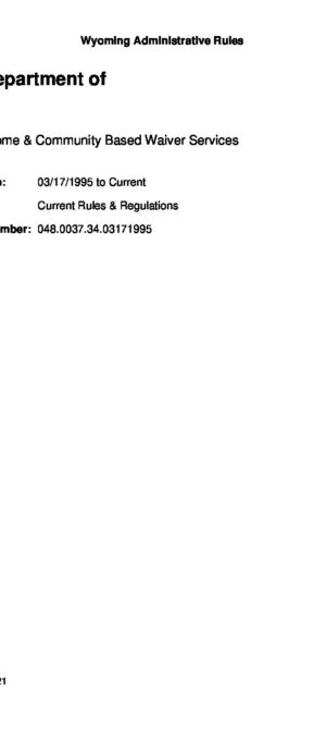 Chapter 34 – Home & Community Based Waiver Services – Effective 03.17.1995