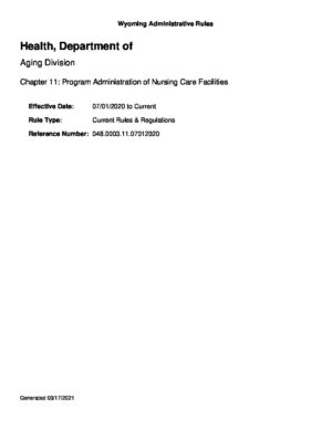Aging Division Chapter 11 – Program Administration of Nursing Care Facilities