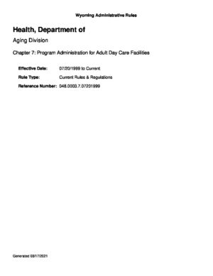 Aging Division Chapter 7 – Program Administration for Adult Day Care Facilities