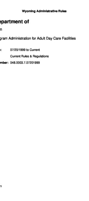 Aging Division Chapter 7 – Program Administration for Adult Day Care Facilities