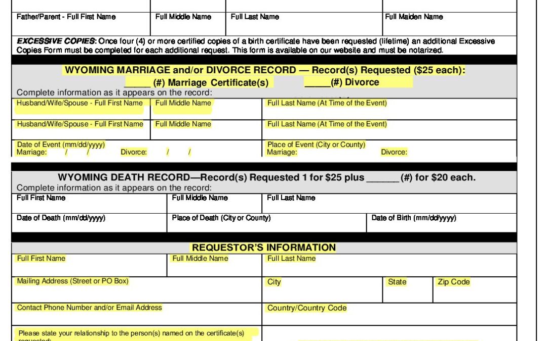 Wdh Vss Application For Certified Copy 2021 Form 1a Marriage Divorce Wyoming Department Of Health Wdh Vss Application For Certified Copy 2021 Form 1a Marriage Divorce Wyoming Department Of Health