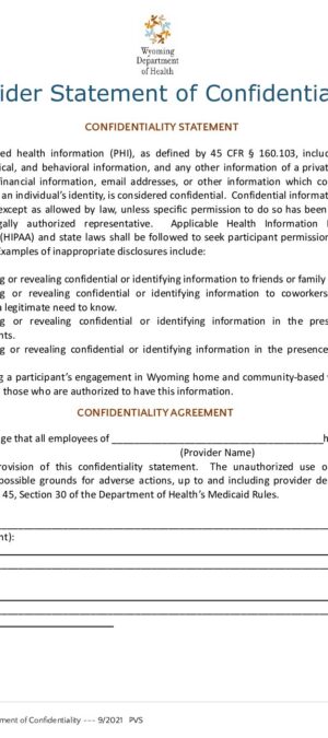 CERT10 – Provider Statement of Confidentiality