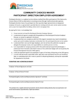 PD09 – EOR Agreement Form