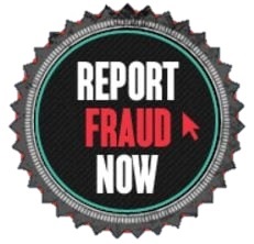 This image is a seal that states, "Report Fraud Now."