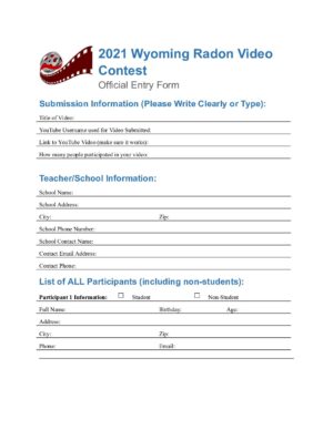 2021 Wyoming Video Contest Entry Form